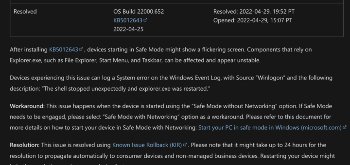 Microsoft fixes safe mode bug in windows 11