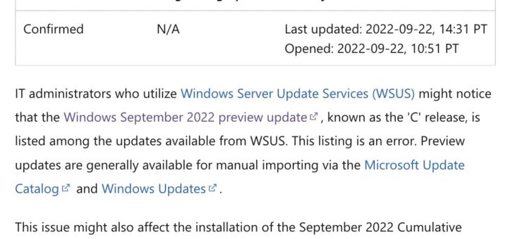 Microsoft says update kb5017383 was listed in wsus by mistake
