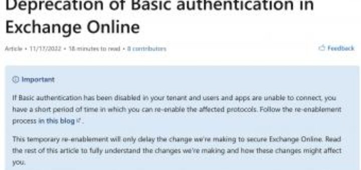 The last warning basic auth in microsoft exchange online is