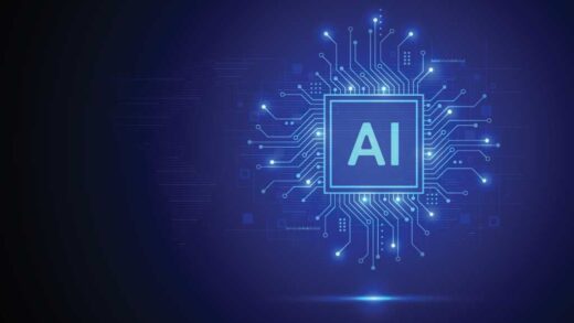 Artificial intelligence chipset on circuit board in futuristic concept technology artwork for web, banner, card, cover. Vector illustration