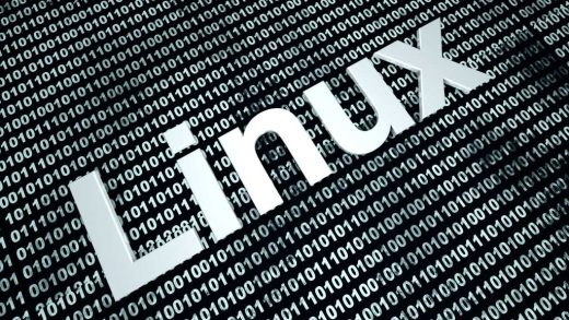 Linux source code with a binary background. 3D rendered Illustration.