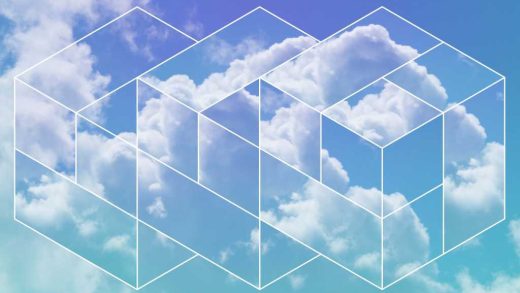 shutterstock 324149159 cloud computing building blocks abstract sky with polygons and cumulus clouds