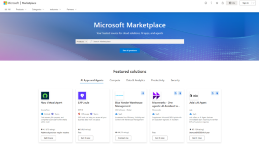 An image of part of the Microsoft Marketplace digital dashboard.