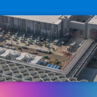 Bird's eye view of data center.