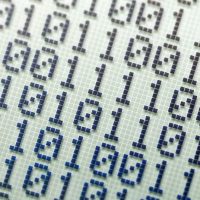 Binary number system, bits, binary numbers on an LCD display abstract wide background, banner, backdrop. Calculator screen macro, closeup, nobody. Math and computer science, electrical engineering