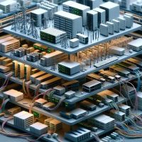 AI image 7 layers of OSI model telecommunications network