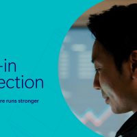Profile of a person with text: Built-in protection. Your digital core runs stronger on Azure IaaS.
