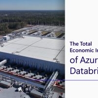 Image of datacenter with text reading The Total Economic Impact of Azure Databricks
