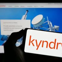 Kyndryl logo on smartphone