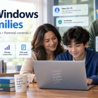 Cover image safer ms family usage - How families and educators can support safer experiences and healthier habits on Windows