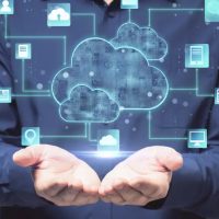 Men holding cloud services