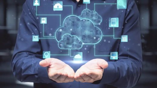 Men holding cloud services