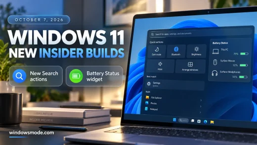 October7th2026 update - Windows 11 Build Updates: New Search and Battery Widget (October 7th 2026)