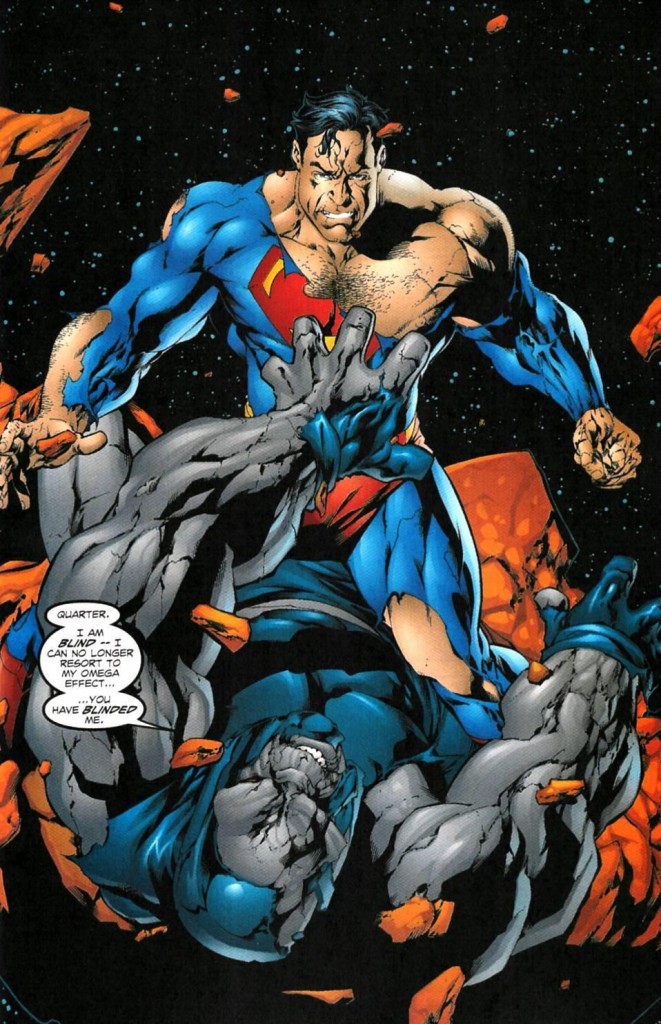 Superman fighting darkseid