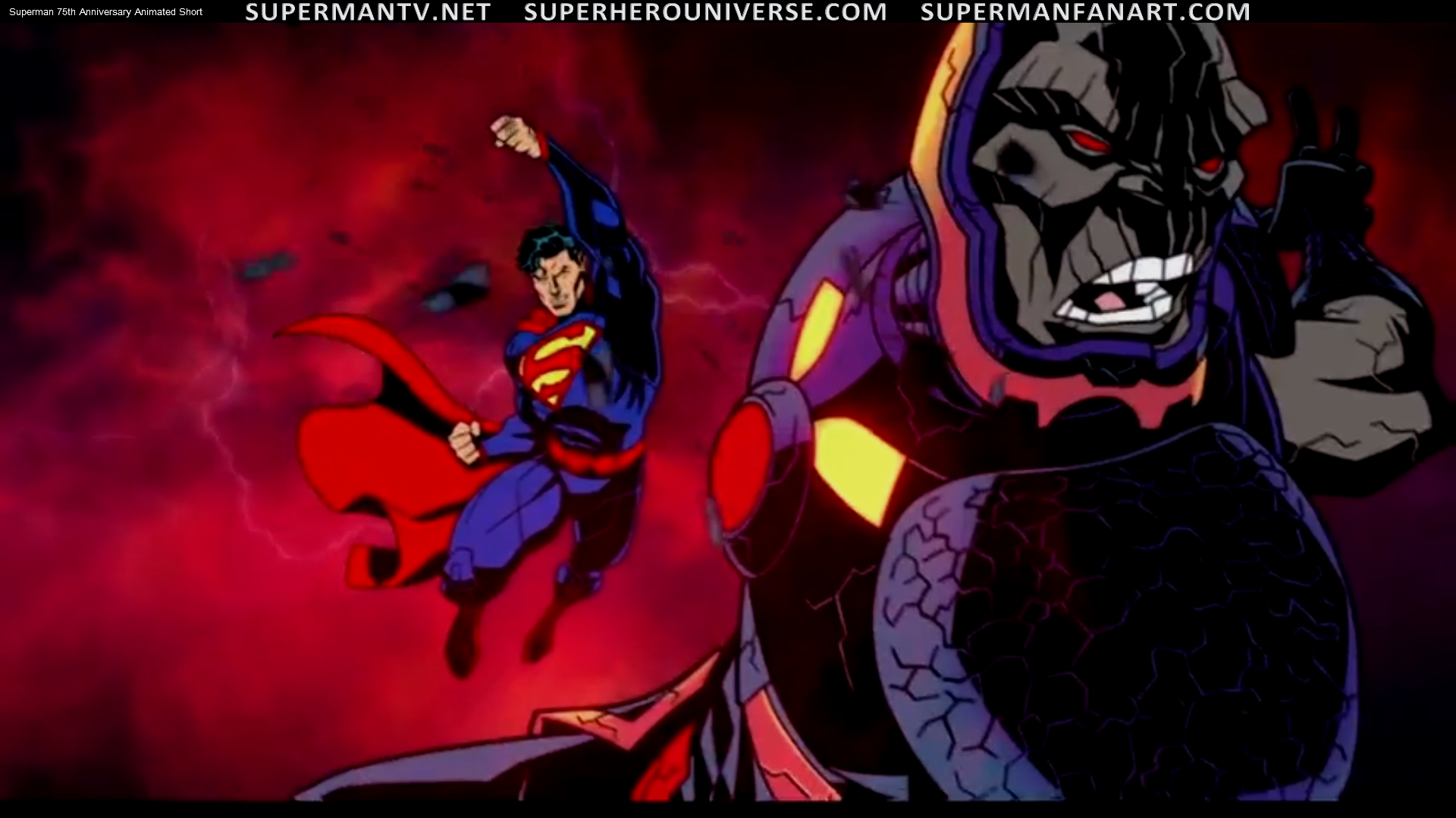 Superman punches darkseid