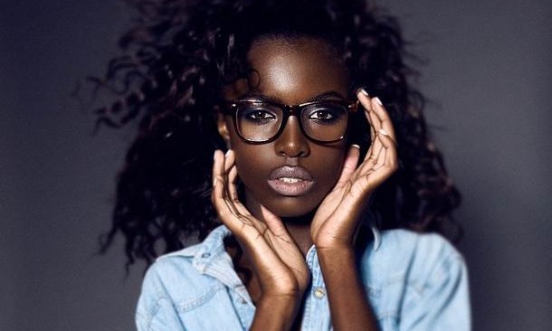 Black girl nerd with glasses