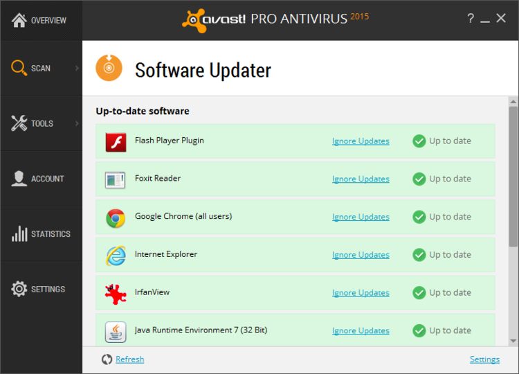 Avast antivirus software updater