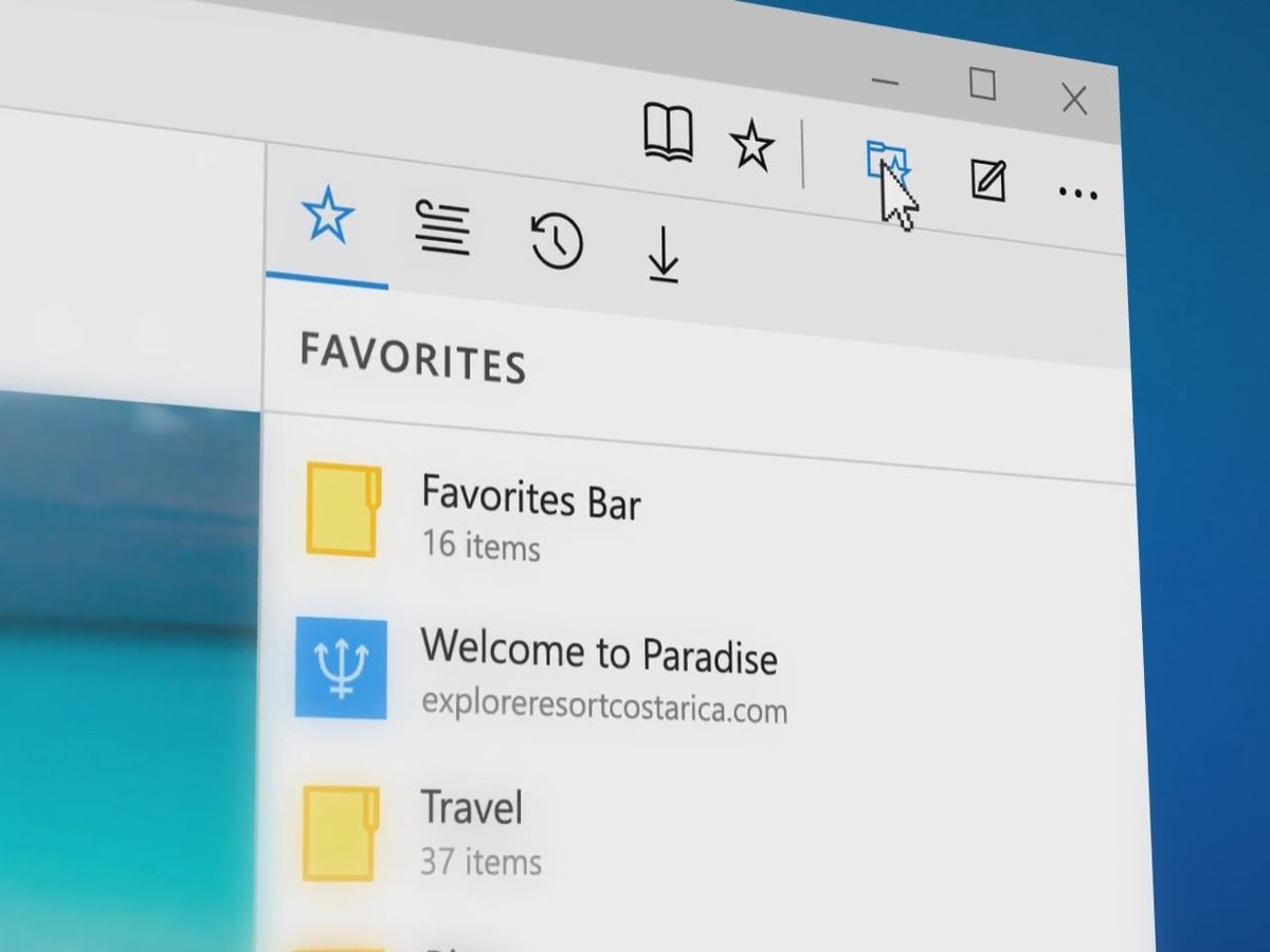 Microsoft edge favorites settings