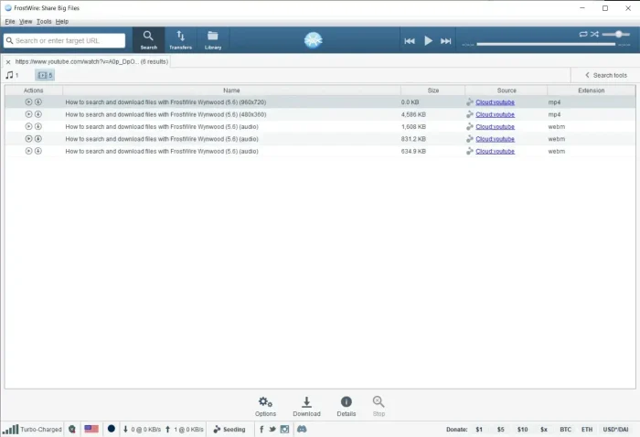 Frostwire on windows screenshot
