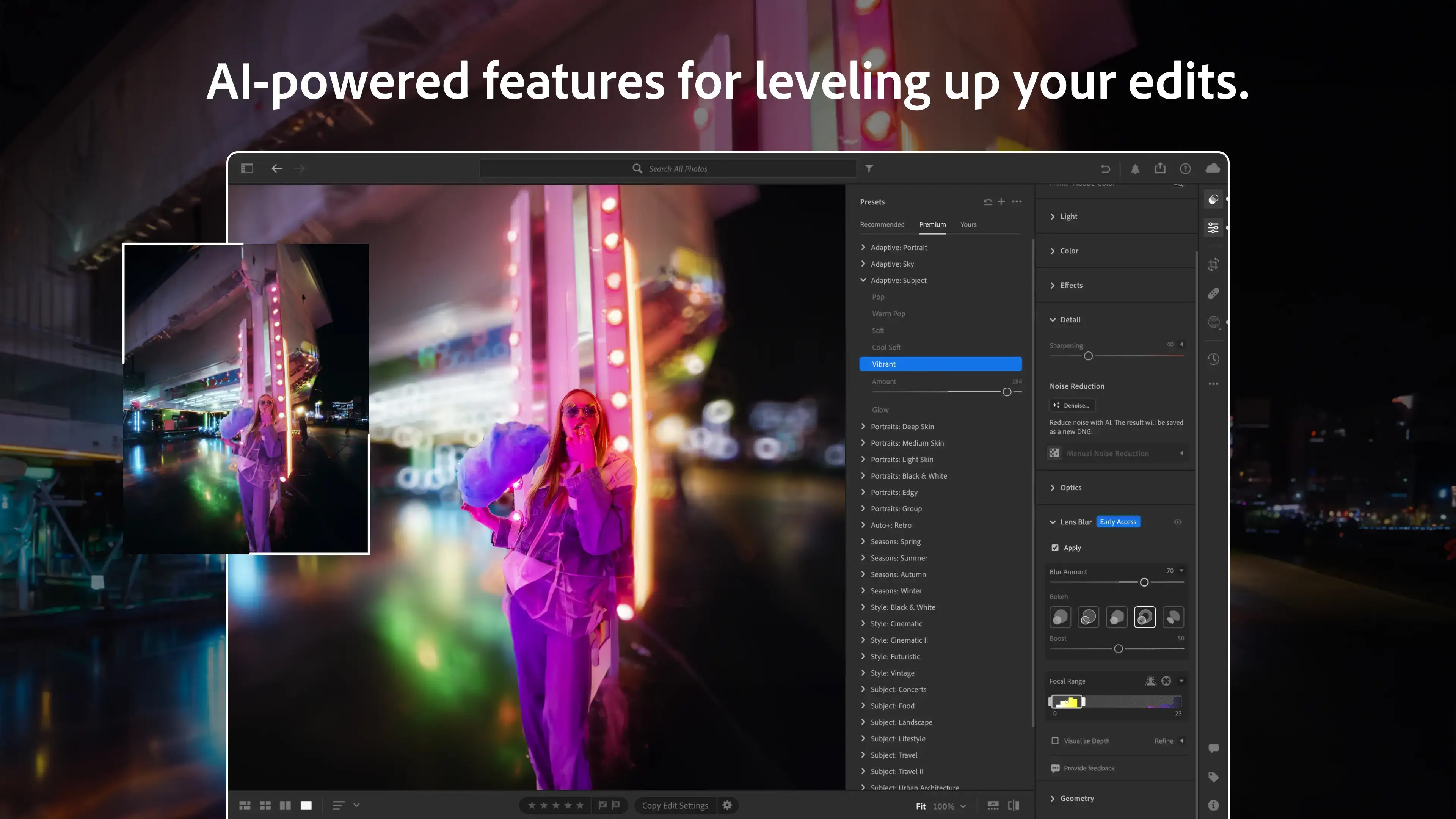 Adobe Lightroom photo editor interface on Windows