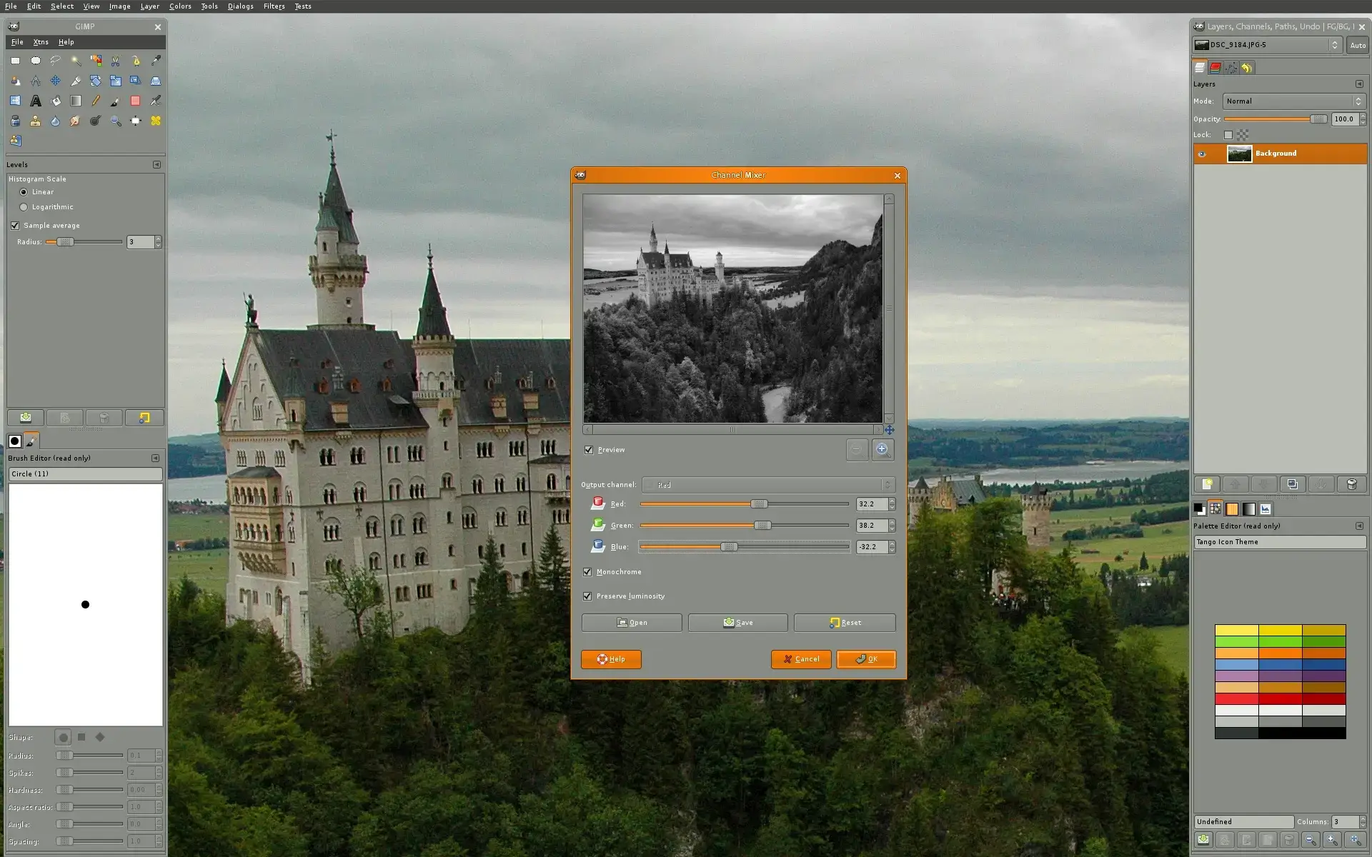 GIMP photo editor interface on Windows