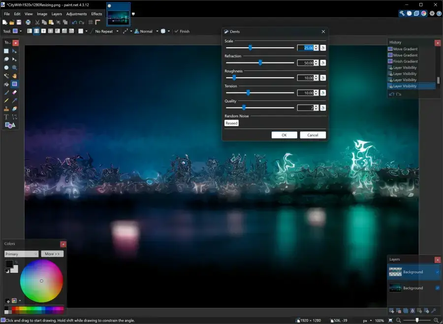 Paint.NET photo editor interface on Windows