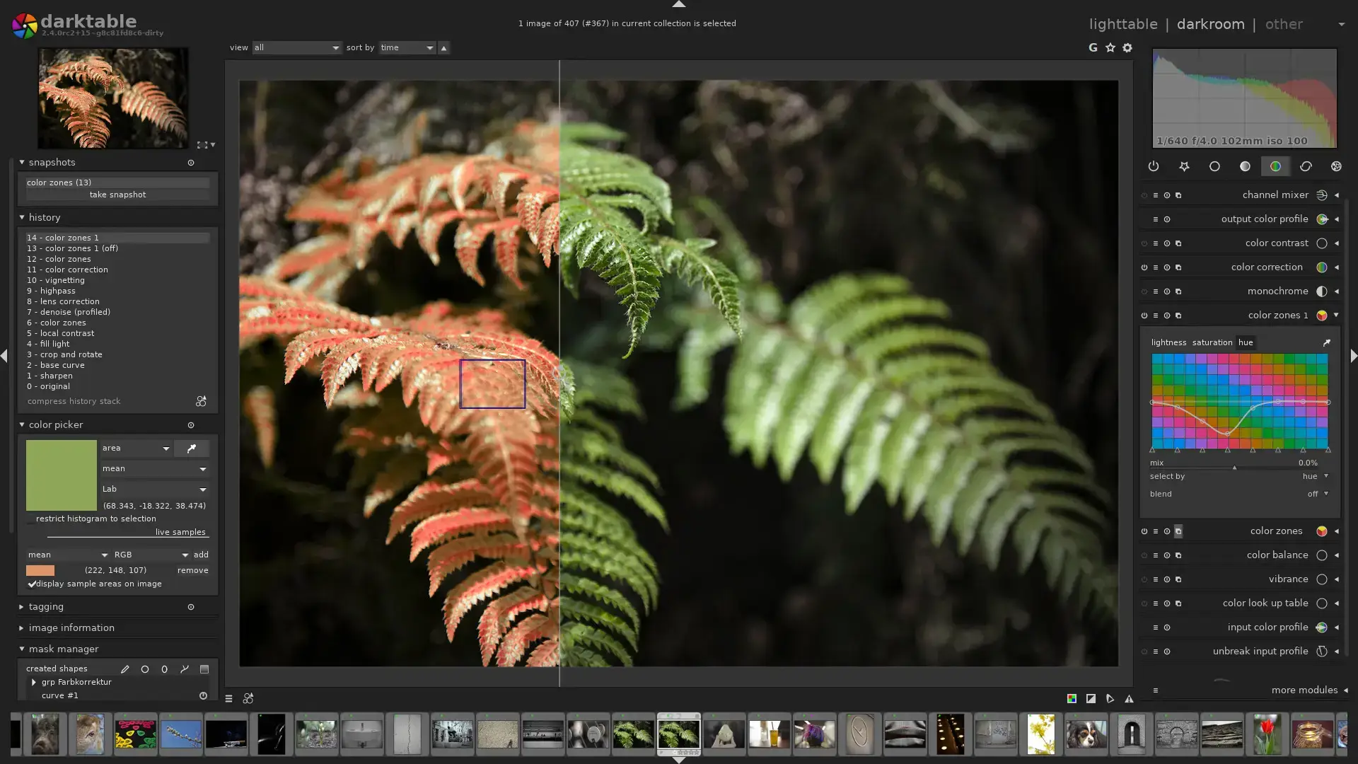 Darktable RAW photo editor interface on Windows