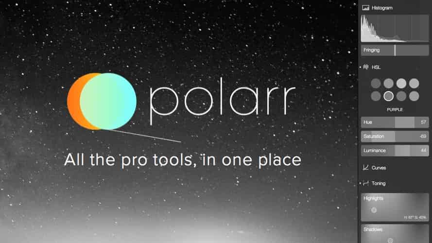 Polarr photo editor gives you pro photo editing tools in one place