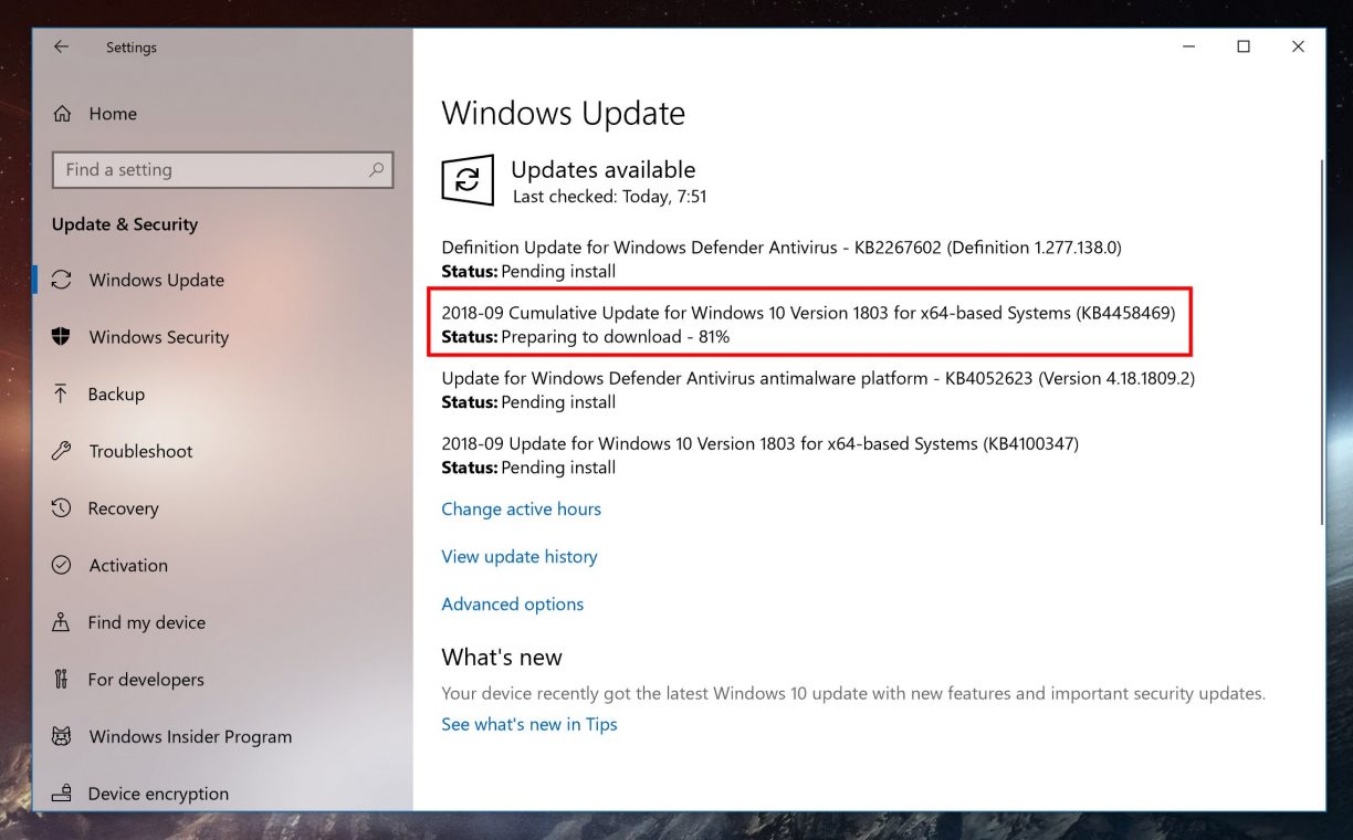 Microsoft Releases Windows 10 (Version 1803) Cumulative