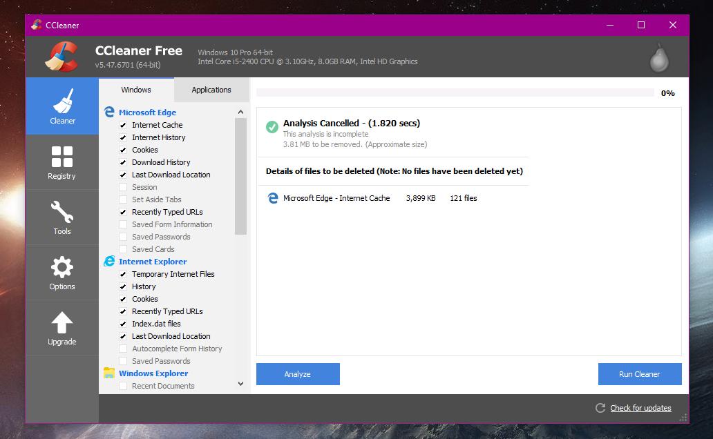 Windows 10 version 1809 breaks down some ccleaner cleaning features 523069 2