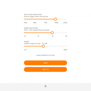 Video resolution settings animotica