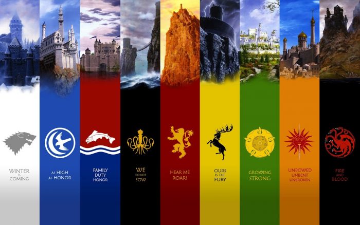 All houses logos game of thrones background 4k