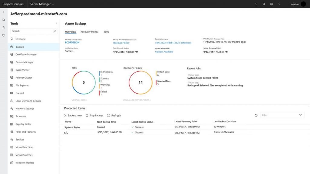 Azure backup windows server 2019