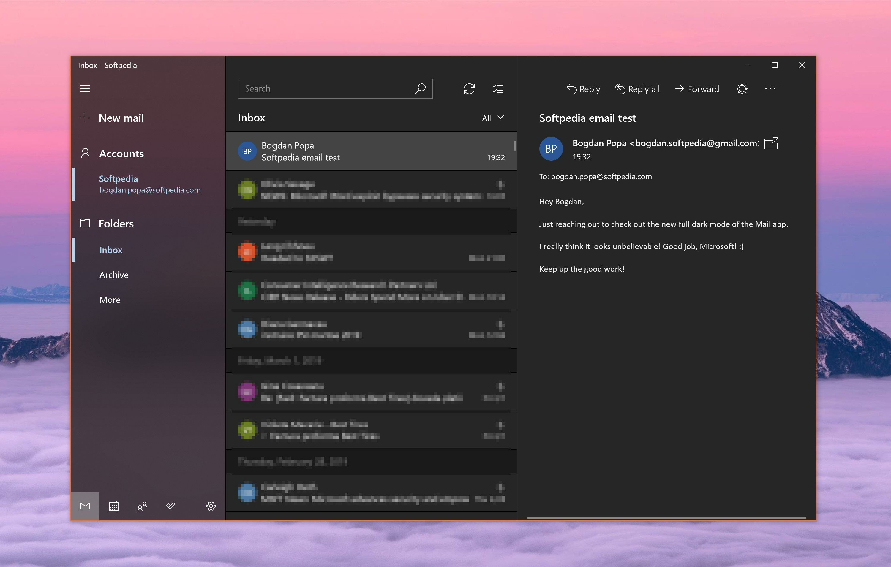 Hands on with the full dark mode of windows 10 s email client 525186 2