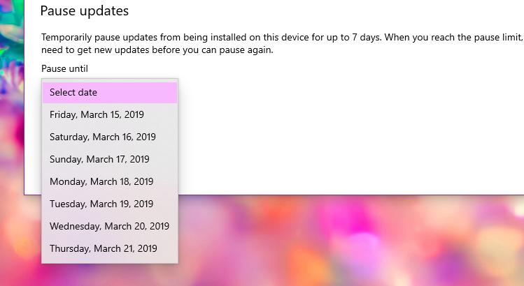 Windows 10 version 1903 will let home users pause updates for up to 35 days 525300 2