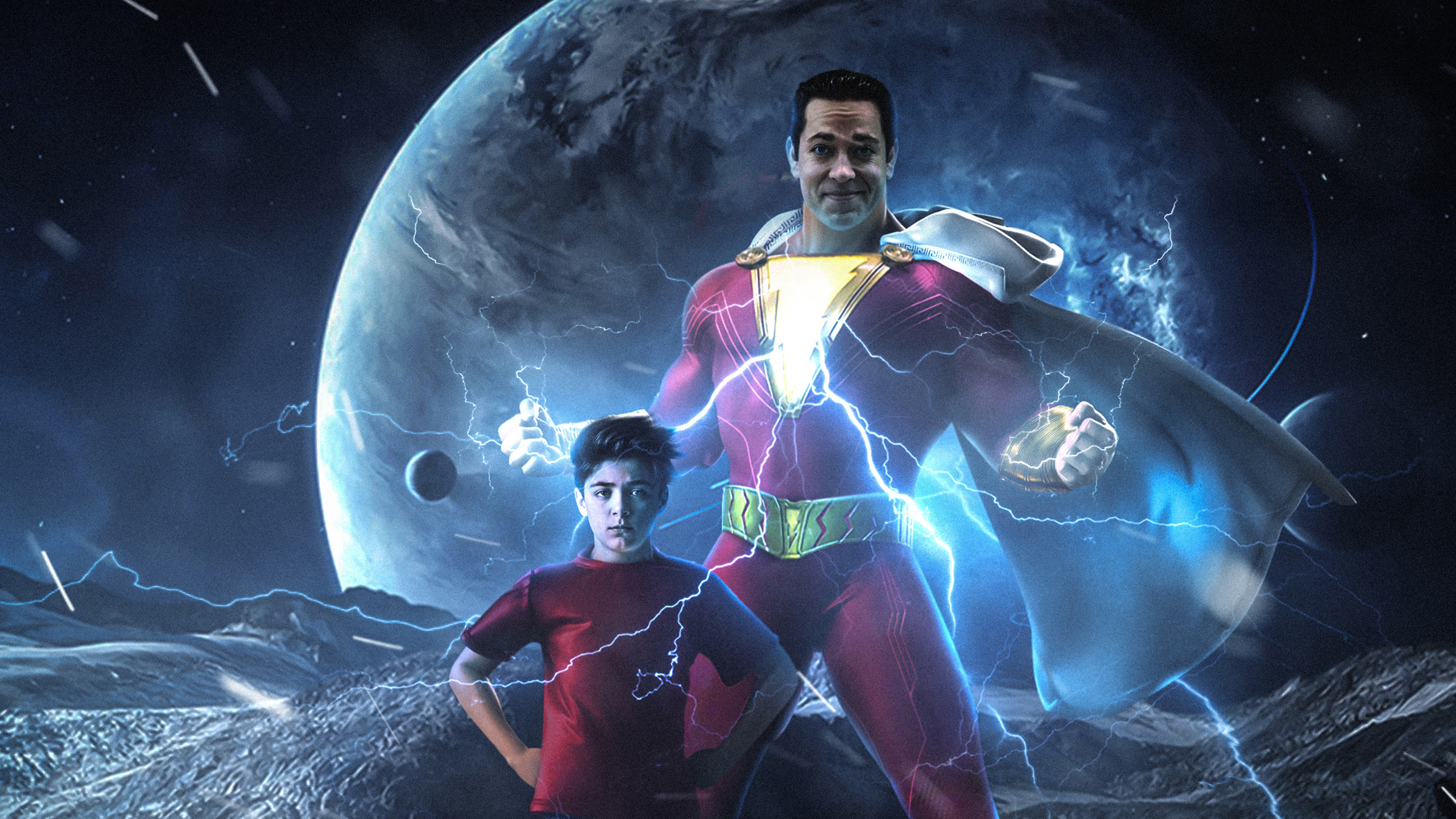 Asher angel with zachary levi background