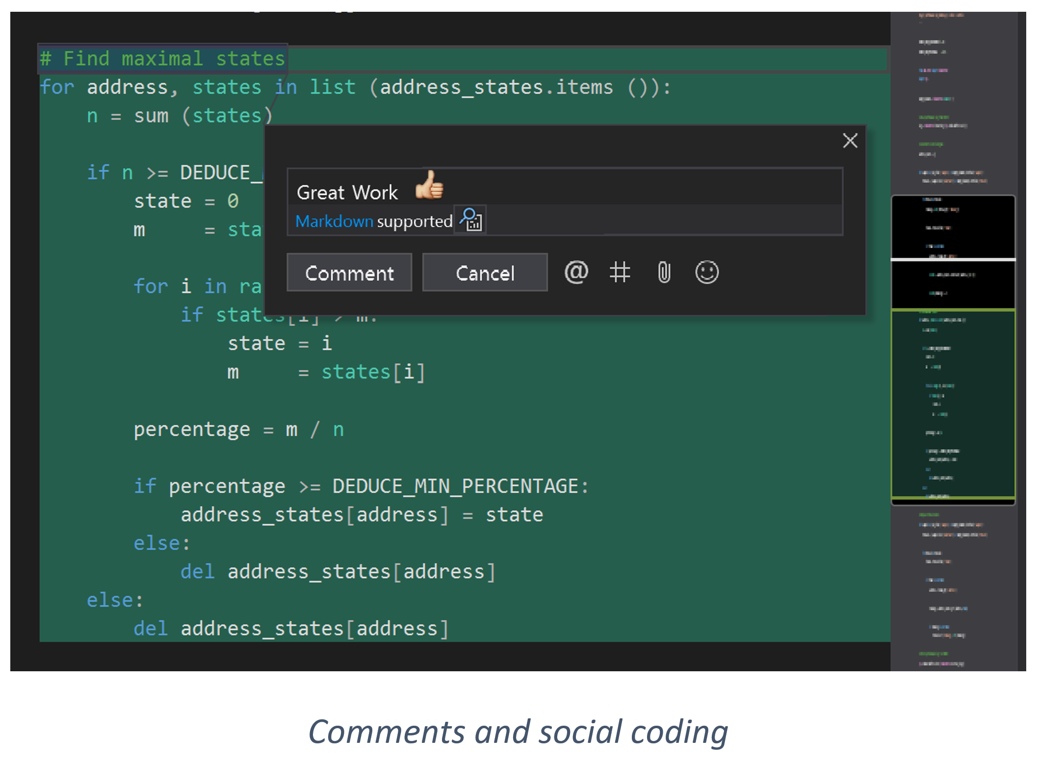 Social coding with comments vs2019