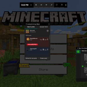 Xbox gamebar minecraft