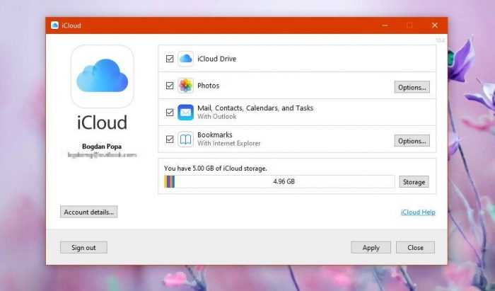 icloud drive download for windows 10