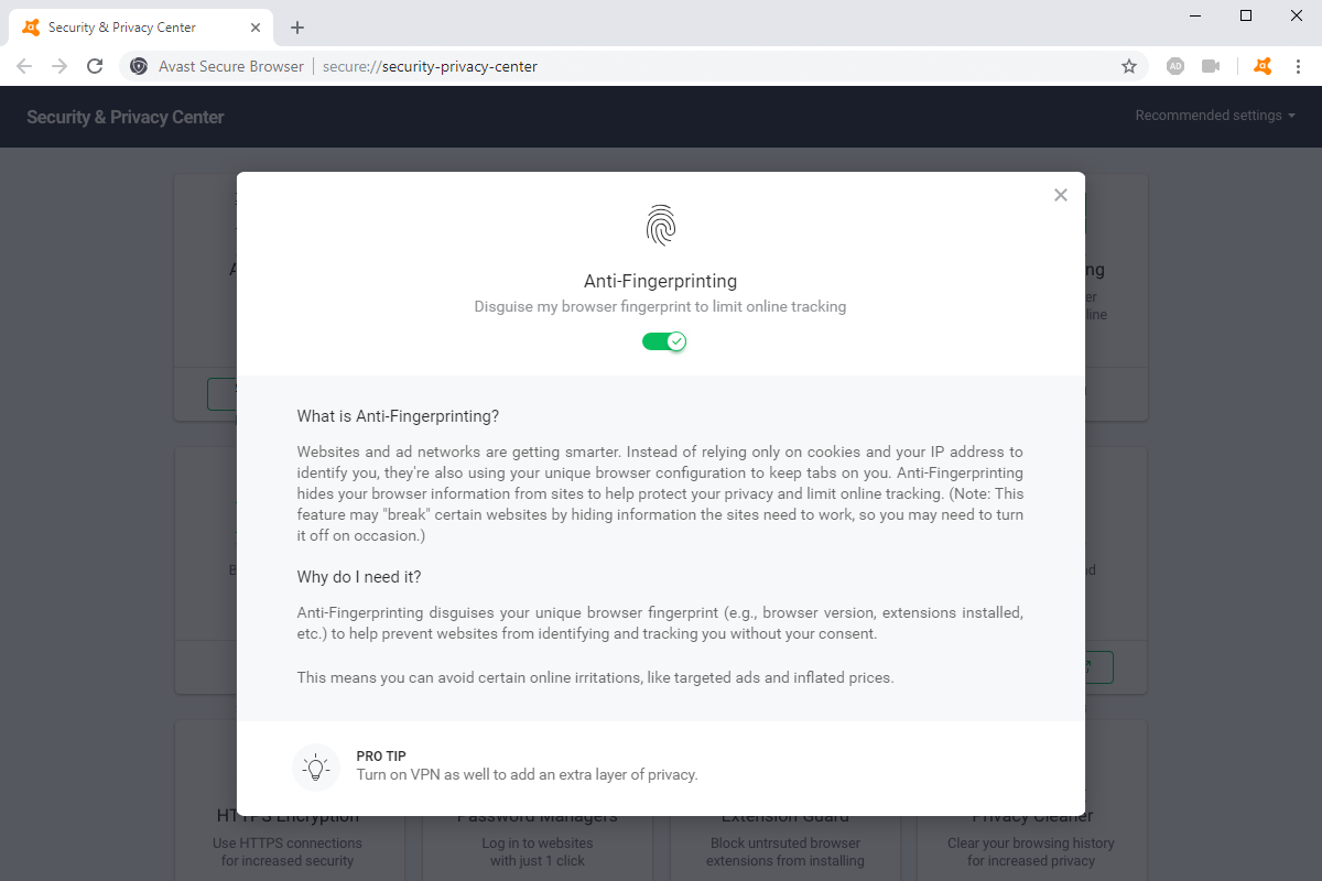 Anti fingerprinting avast secure browser