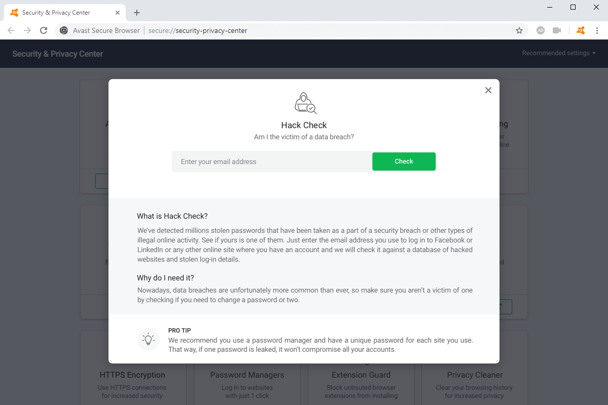 Check email hacked avast secure browser