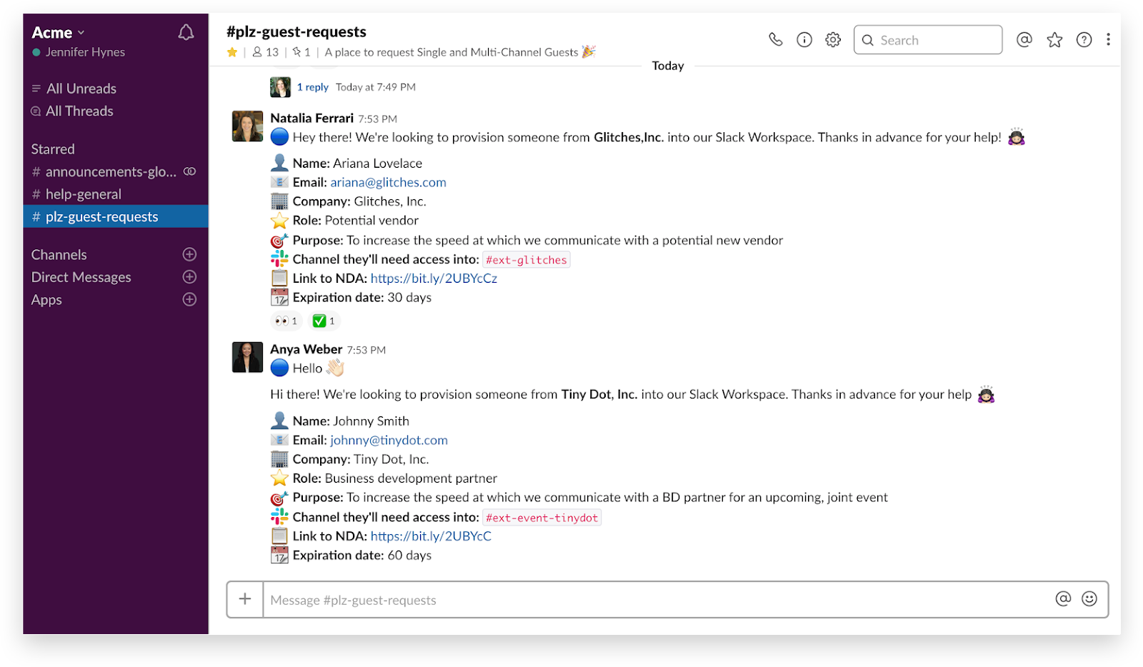 Slack dedicated channel preview