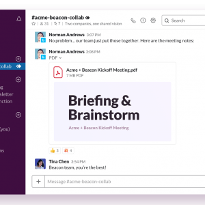 Slack shared channel preview
