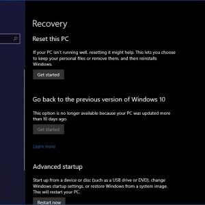 How to fix the cloud reinstall option in windows 10 20h1 preview builds 527353 2