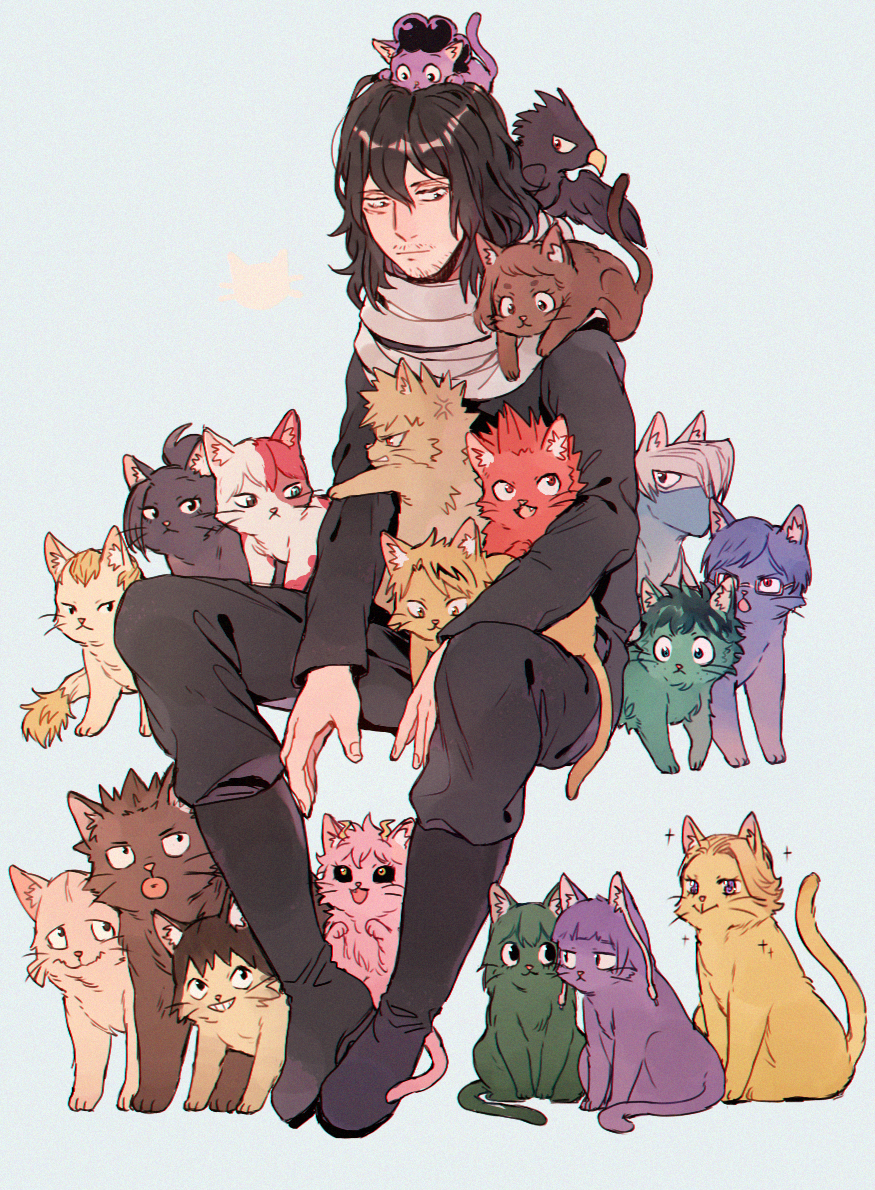 Aizawa hd with cats background