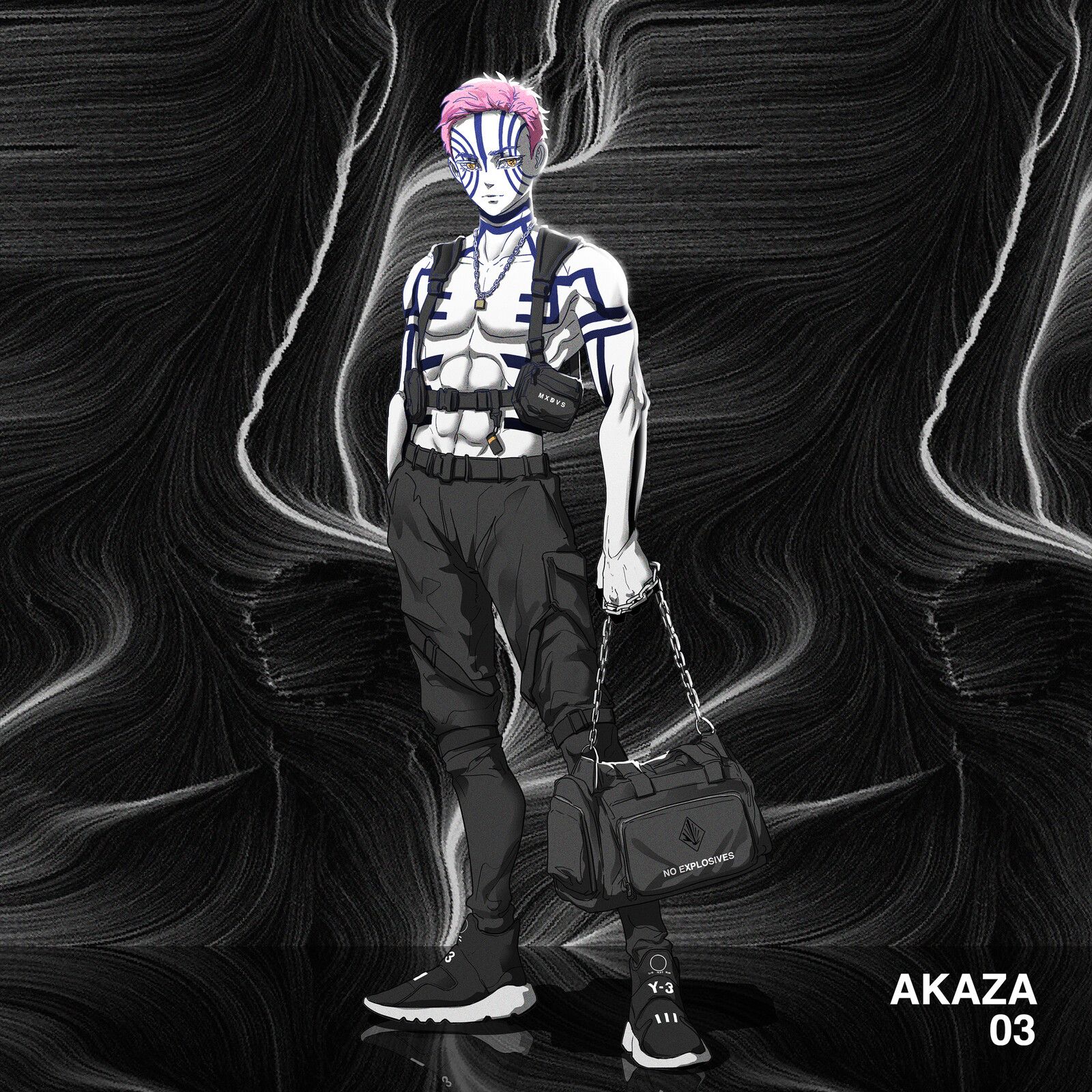 Akaza demon dressed cool fashion