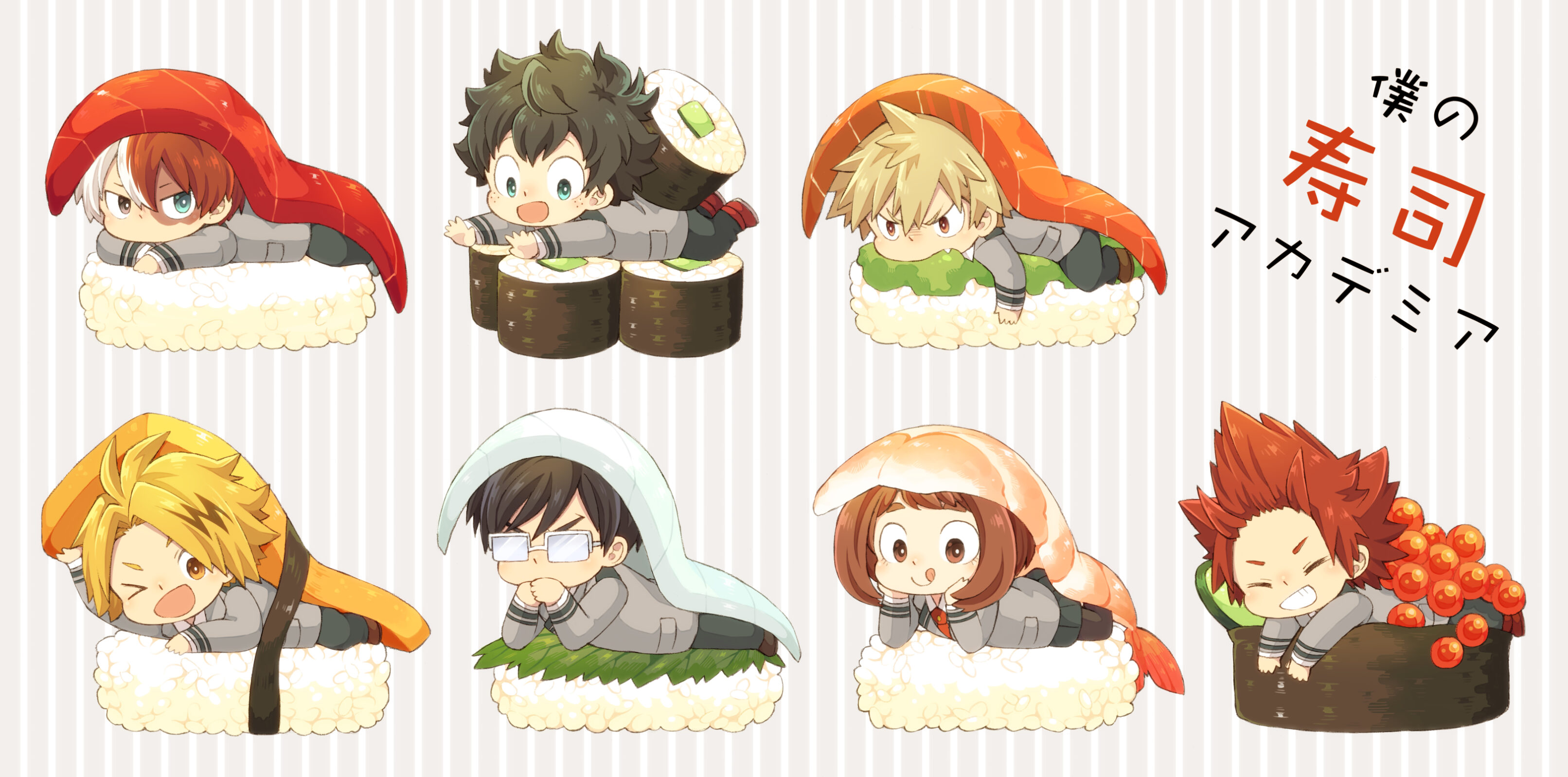 Chibi food characters cute scaled