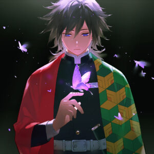 Giyuu with butterfly sad wallpaper