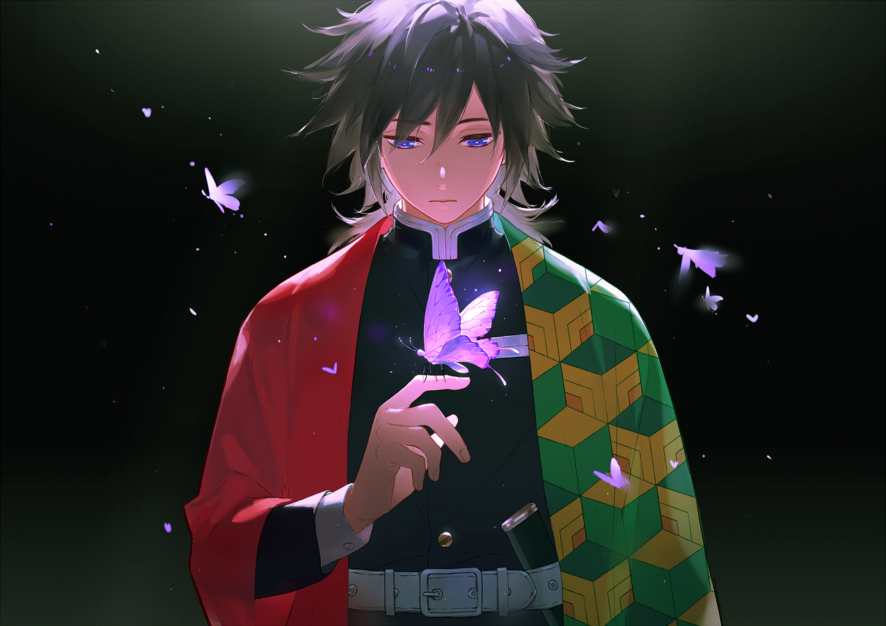 Giyuu with butterfly sad wallpaper