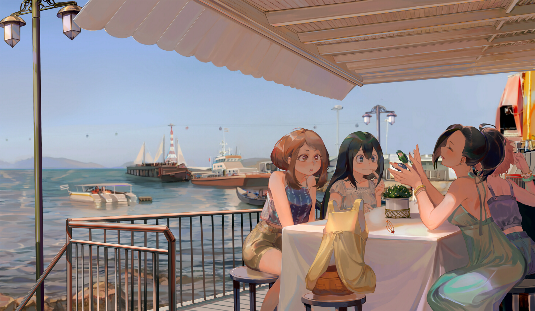 The girls of boku no hero academia having lunch